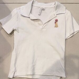 Janie and Jack White Polo with Embroidered Dog